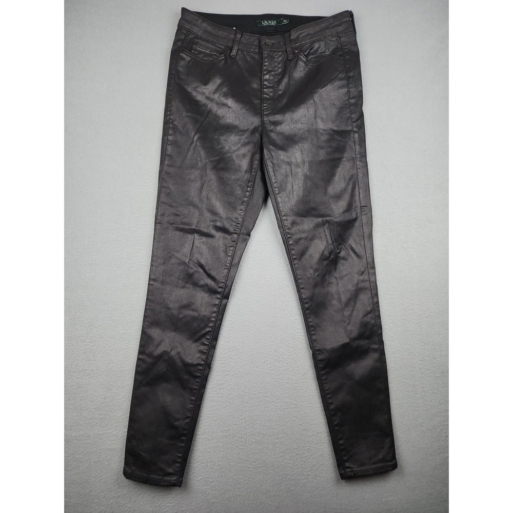 Lauren Ralph Lauren Premier Skinny Ankle Jeans Womens 6 Black Coated Stretch